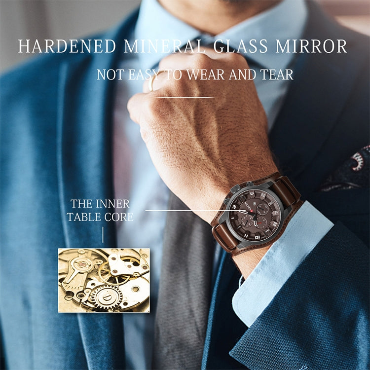 Curren M8225 Army Military Leather Band Men Quartz Watch