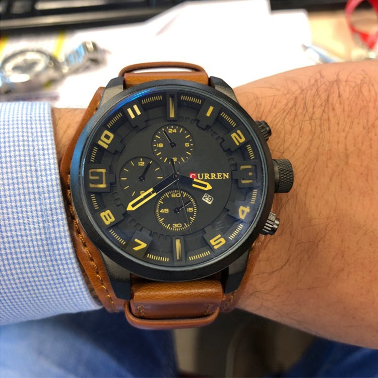 Curren M8225 Army Military Leather Band Men Quartz Watch