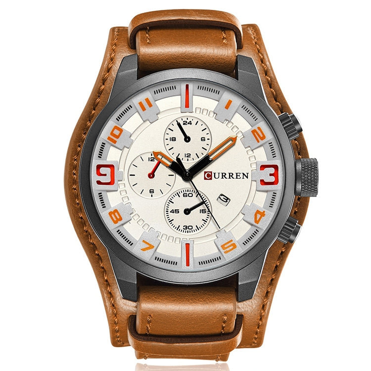 Curren M8225 Army Military Leather Band Men Quartz Watch