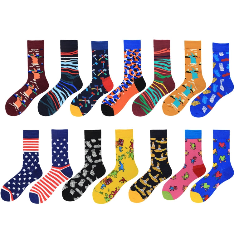 Men Tube Socks Cotton Color Flag Street Trendy Socks