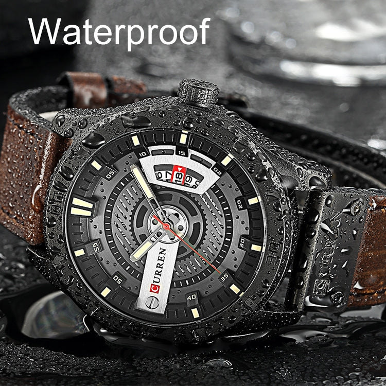 CURREN M8301 Men Military Sports Watch Quartz Date Clock Leather Wristwatch