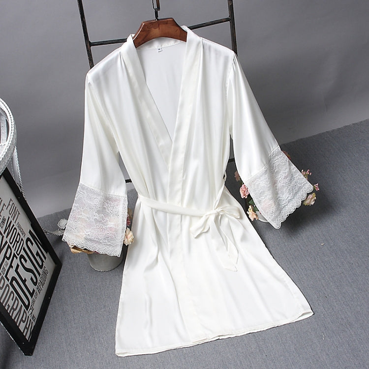 Robes  Elegant Sleepwear Sexy Lace Women Dressing Kimono Silk Bath Robe, M, L, XL, XXL