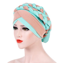 Load image into Gallery viewer, Two-color Braided Milk Silk Turban Cap