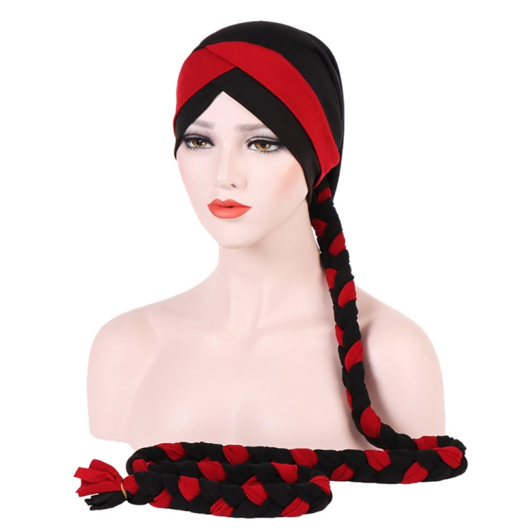 Two-color Braided Milk Silk Turban Cap