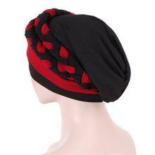 Load image into Gallery viewer, Two-color Braided Milk Silk Turban Cap