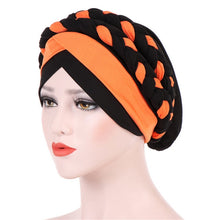 Load image into Gallery viewer, Two-color Braided Milk Silk Turban Cap
