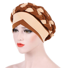 Load image into Gallery viewer, Two-color Braided Milk Silk Turban Cap