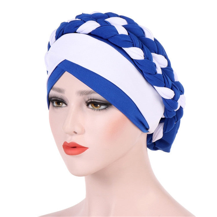 Two-color Braided Milk Silk Turban Cap