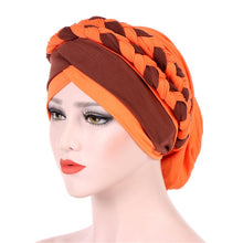 Load image into Gallery viewer, Two-color Braided Milk Silk Turban Cap