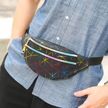 Load image into Gallery viewer, Laser Pattern PU Leather Waist Bags Women Fanny Pack Single Shoulder Bag, Double Zipper Rhombus (Black ), Double Zipper Rhombus (Pink), Double Zipper Rhombus (Sliver)