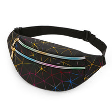 Load image into Gallery viewer, Laser Pattern PU Leather Waist Bags Women Fanny Pack Single Shoulder Bag, Double Zipper Rhombus (Black ), Double Zipper Rhombus (Pink), Double Zipper Rhombus (Sliver)