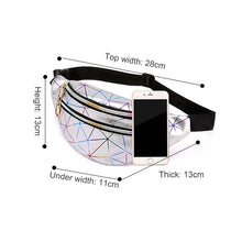Load image into Gallery viewer, Laser Pattern PU Leather Waist Bags Women Fanny Pack Single Shoulder Bag, Double Zipper Rhombus (Black ), Double Zipper Rhombus (Pink), Double Zipper Rhombus (Sliver)