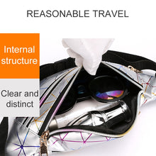Load image into Gallery viewer, Laser Pattern PU Leather Waist Bags Women Fanny Pack Single Shoulder Bag, Double Zipper Rhombus (Black ), Double Zipper Rhombus (Pink), Double Zipper Rhombus (Sliver)