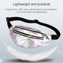 Load image into Gallery viewer, Laser Pattern PU Leather Waist Bags Women Fanny Pack Single Shoulder Bag, Double Zipper Rhombus (Black ), Double Zipper Rhombus (Pink), Double Zipper Rhombus (Sliver)
