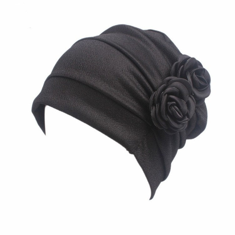 Flower Wrinkled Pull-over Confinement Chemotherapy Cap