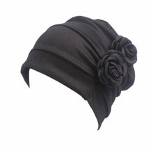 Load image into Gallery viewer, Flower Wrinkled Pull-over Confinement Chemotherapy Cap, One  Size