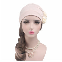 Load image into Gallery viewer, Flower Wrinkled Pull-over Confinement Chemotherapy Cap