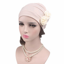 Load image into Gallery viewer, Flower Wrinkled Pull-over Confinement Chemotherapy Cap