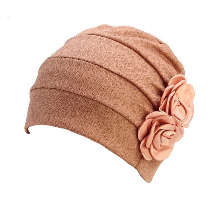 Flower Wrinkled Pull-over Confinement Chemotherapy Cap