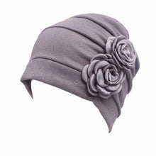 Load image into Gallery viewer, Flower Wrinkled Pull-over Confinement Chemotherapy Cap, One  Size