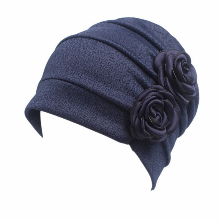 Flower Wrinkled Pull-over Confinement Chemotherapy Cap