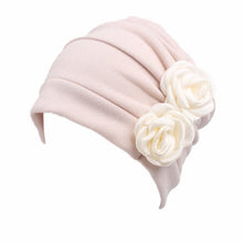 Load image into Gallery viewer, Flower Wrinkled Pull-over Confinement Chemotherapy Cap, One  Size