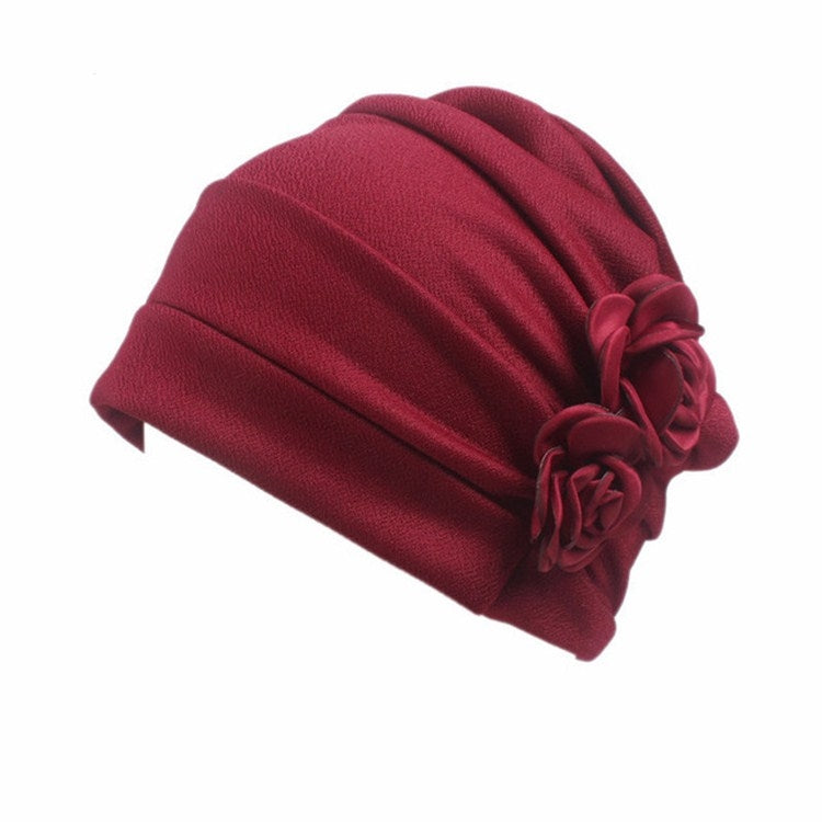 Flower Wrinkled Pull-over Confinement Chemotherapy Cap