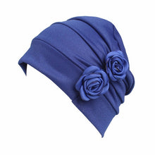 Load image into Gallery viewer, Flower Wrinkled Pull-over Confinement Chemotherapy Cap