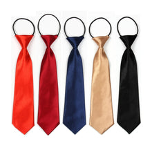 Load image into Gallery viewer, Solid Color Casual Rubber Band Lazy Tie for Children, White, Black, Orange, Wine red, Pink, Blue, Rose Red, Fluorescent Green, Dark Grey, Navy Blue, Dark Purple, Red, Champagne, Silver, Purple, Yellow, Light Navy, ArmyGreen, Lake Blue, Light Champagne ...