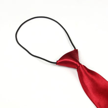 Load image into Gallery viewer, Solid Color Casual Rubber Band Lazy Tie for Children, White, Black, Orange, Wine red, Pink, Blue, Rose Red, Fluorescent Green, Dark Grey, Navy Blue, Dark Purple, Red, Champagne, Silver, Purple, Yellow, Light Navy, ArmyGreen, Lake Blue, Light Champagne ...