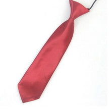 Load image into Gallery viewer, Solid Color Casual Rubber Band Lazy Tie for Children, White, Black, Orange, Wine red, Pink, Blue, Rose Red, Fluorescent Green, Dark Grey, Navy Blue, Dark Purple, Red, Champagne, Silver, Purple, Yellow, Light Navy, ArmyGreen, Lake Blue, Light Champagne ...
