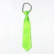 Load image into Gallery viewer, Solid Color Casual Rubber Band Lazy Tie for Children, White, Black, Orange, Wine red, Pink, Blue, Rose Red, Fluorescent Green, Dark Grey, Navy Blue, Dark Purple, Red, Champagne, Silver, Purple, Yellow, Light Navy, ArmyGreen, Lake Blue, Light Champagne ...