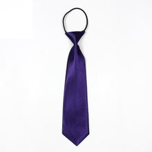 Load image into Gallery viewer, Solid Color Casual Rubber Band Lazy Tie for Children, White, Black, Orange, Wine red, Pink, Blue, Rose Red, Fluorescent Green, Dark Grey, Navy Blue, Dark Purple, Red, Champagne, Silver, Purple, Yellow, Light Navy, ArmyGreen, Lake Blue, Light Champagne ...