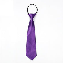 Load image into Gallery viewer, Solid Color Casual Rubber Band Lazy Tie for Children, White, Black, Orange, Wine red, Pink, Blue, Rose Red, Fluorescent Green, Dark Grey, Navy Blue, Dark Purple, Red, Champagne, Silver, Purple, Yellow, Light Navy, ArmyGreen, Lake Blue, Light Champagne ...