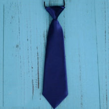 Load image into Gallery viewer, Solid Color Casual Rubber Band Lazy Tie for Children, White, Black, Orange, Wine red, Pink, Blue, Rose Red, Fluorescent Green, Dark Grey, Navy Blue, Dark Purple, Red, Champagne, Silver, Purple, Yellow, Light Navy, ArmyGreen, Lake Blue, Light Champagne ...