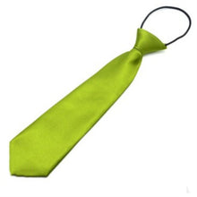 Load image into Gallery viewer, Solid Color Casual Rubber Band Lazy Tie for Children, White, Black, Orange, Wine red, Pink, Blue, Rose Red, Fluorescent Green, Dark Grey, Navy Blue, Dark Purple, Red, Champagne, Silver, Purple, Yellow, Light Navy, ArmyGreen, Lake Blue, Light Champagne ...