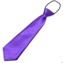 Load image into Gallery viewer, Solid Color Casual Rubber Band Lazy Tie for Children, White, Black, Orange, Wine red, Pink, Blue, Rose Red, Fluorescent Green, Dark Grey, Navy Blue, Dark Purple, Red, Champagne, Silver, Purple, Yellow, Light Navy, ArmyGreen, Lake Blue, Light Champagne ...