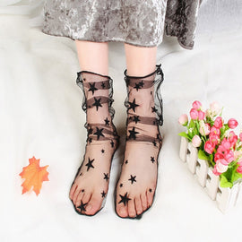 3 Pairs Lace Socks Fishnet Embroidered High Fish Women Net Socks Ankle Short Socks Ruffle Sexy