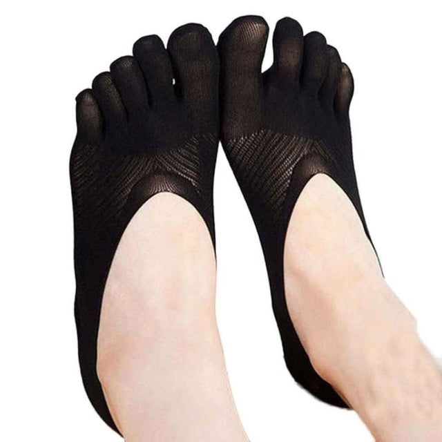 Female Socks Five Toe Sock Slippers Invisibility for Solid Color Crew Socks