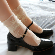 Load image into Gallery viewer, Ladies Breathable Transparent Floral Lace Socks Sweet Mesh Fishnet Socks