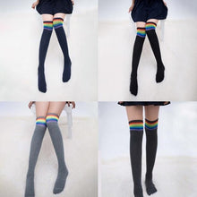 Load image into Gallery viewer, Color Striped Socks Student Cotton High Knee Socks