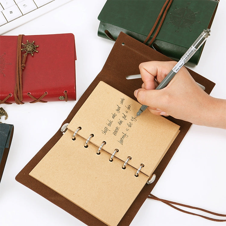 Spiral Notebook Diary Notepad Vintage Pirate Anchors PU Leather Stationery Gift Traveler Journal, S, L