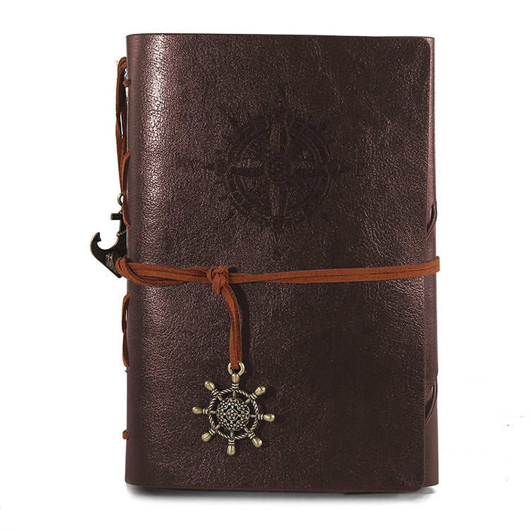 Spiral Notebook Diary Notepad Vintage Pirate Anchors PU Leather Stationery Gift Traveler Journal, S, L