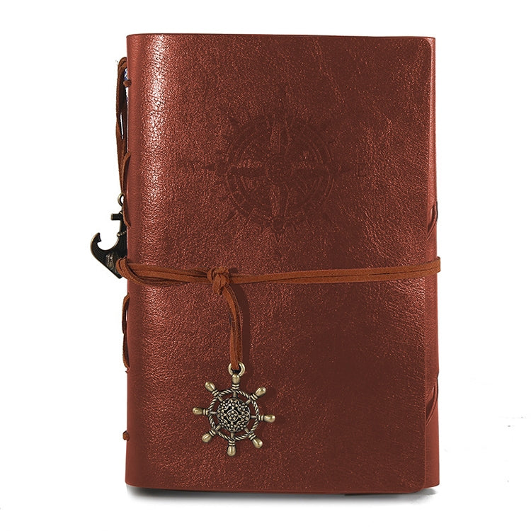 Spiral Notebook Diary Notepad Vintage Pirate Anchors PU Leather Stationery Gift Traveler Journal, S, L