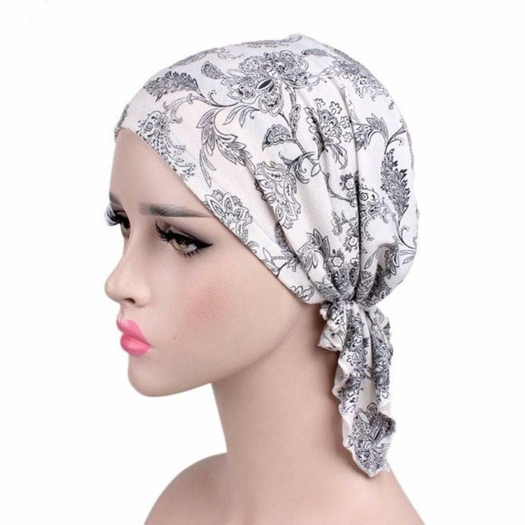 Stretch Cotton Printed Turban Cap Chemotherapy Cap Toe Cap