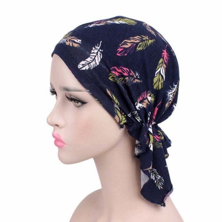 Stretch Cotton Printed Turban Cap Chemotherapy Cap Toe Cap