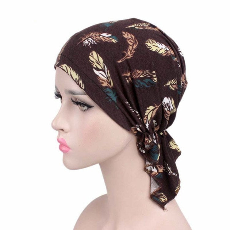 Stretch Cotton Printed Turban Cap Chemotherapy Cap Toe Cap