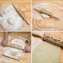 Load image into Gallery viewer, Christmas Embossing Rolling Pin Baking Cookies Fondant Cake Dough Engraved Roller