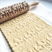 Load image into Gallery viewer, Christmas Embossing Rolling Pin Baking Cookies Fondant Cake Dough Engraved Roller