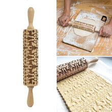 Load image into Gallery viewer, Christmas Embossing Rolling Pin Baking Cookies Fondant Cake Dough Engraved Roller